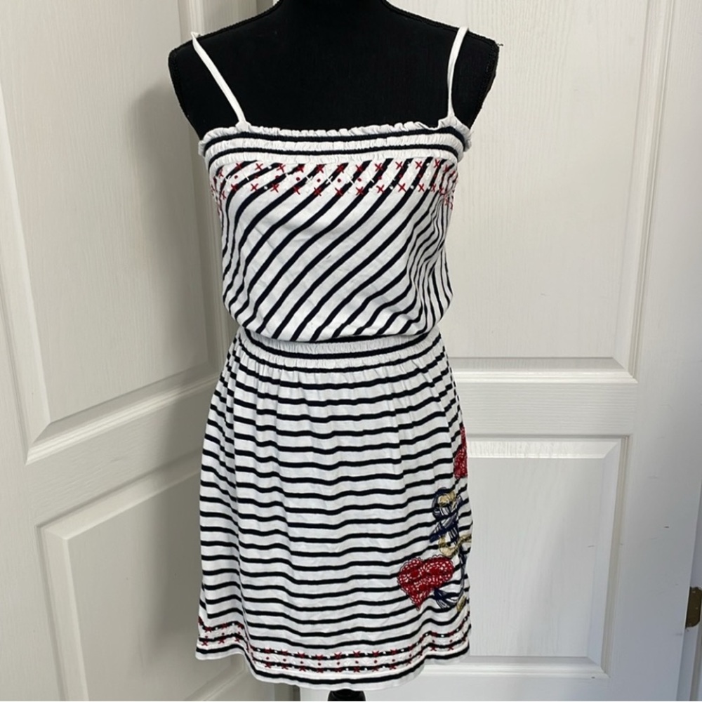 JW Johnny Was Los Angeles stripy dress size XS embroidered preppy beach